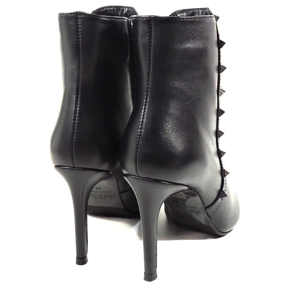 ALESSANDRO DI MARIA 🇮🇹 WOMEN BLACK LEATHER FASHION ANKLE BOOTIE - Picture 7 of 9